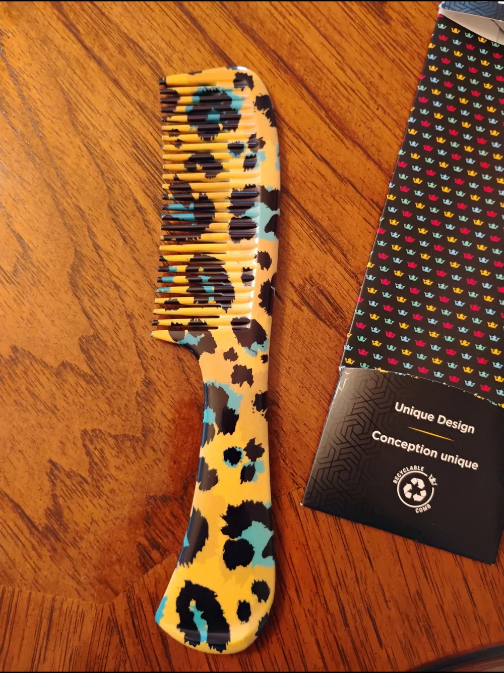 Leopard Print Wide Tooth Comb